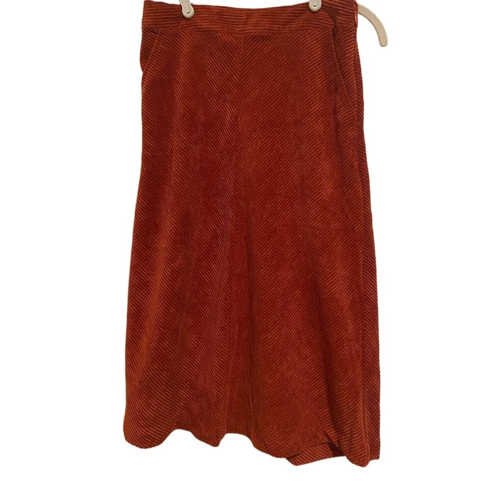 Prologue A-Line Corduroy Rust Orange Red Midi Skirt Women's Size 2